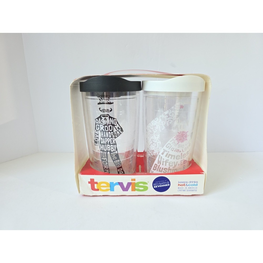 Tervis Mug pair Bride and Groom New 16oz tumbler travel cup